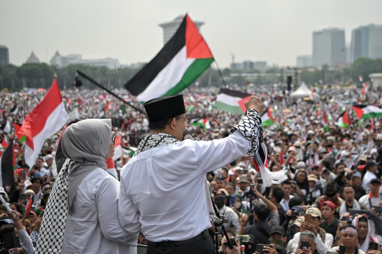 Bakal calon presiden Anies Baswedan hadiri Aksi Bela Palestina